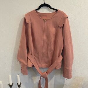 Pink Suede Jacket with Belt